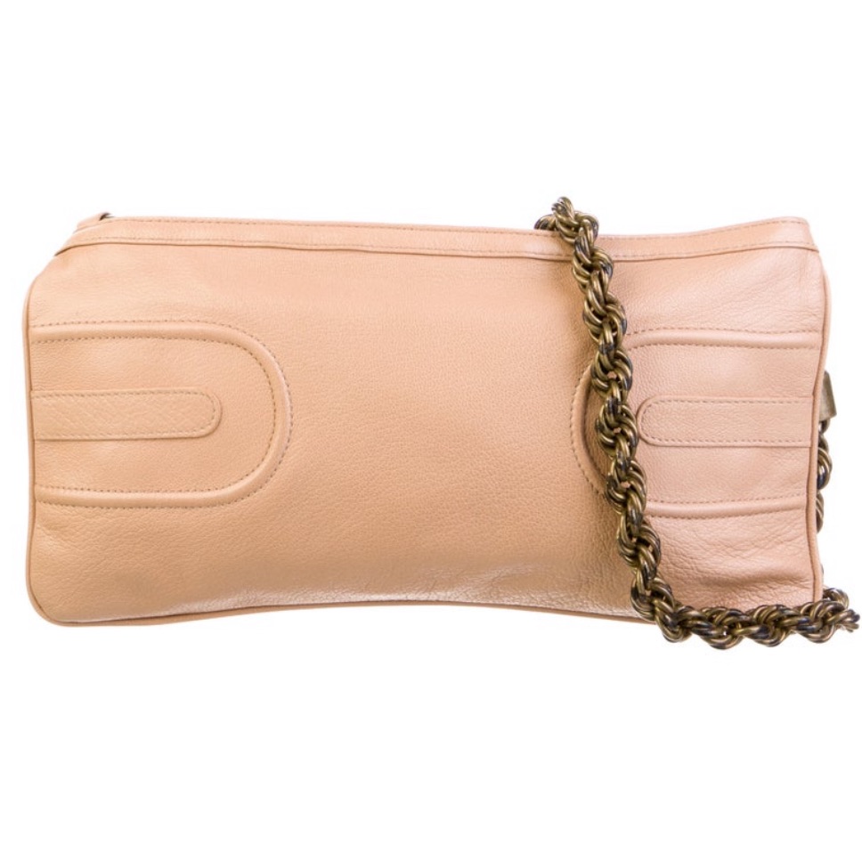 Chloe Neutral Clutch With Detachable Metal Strap